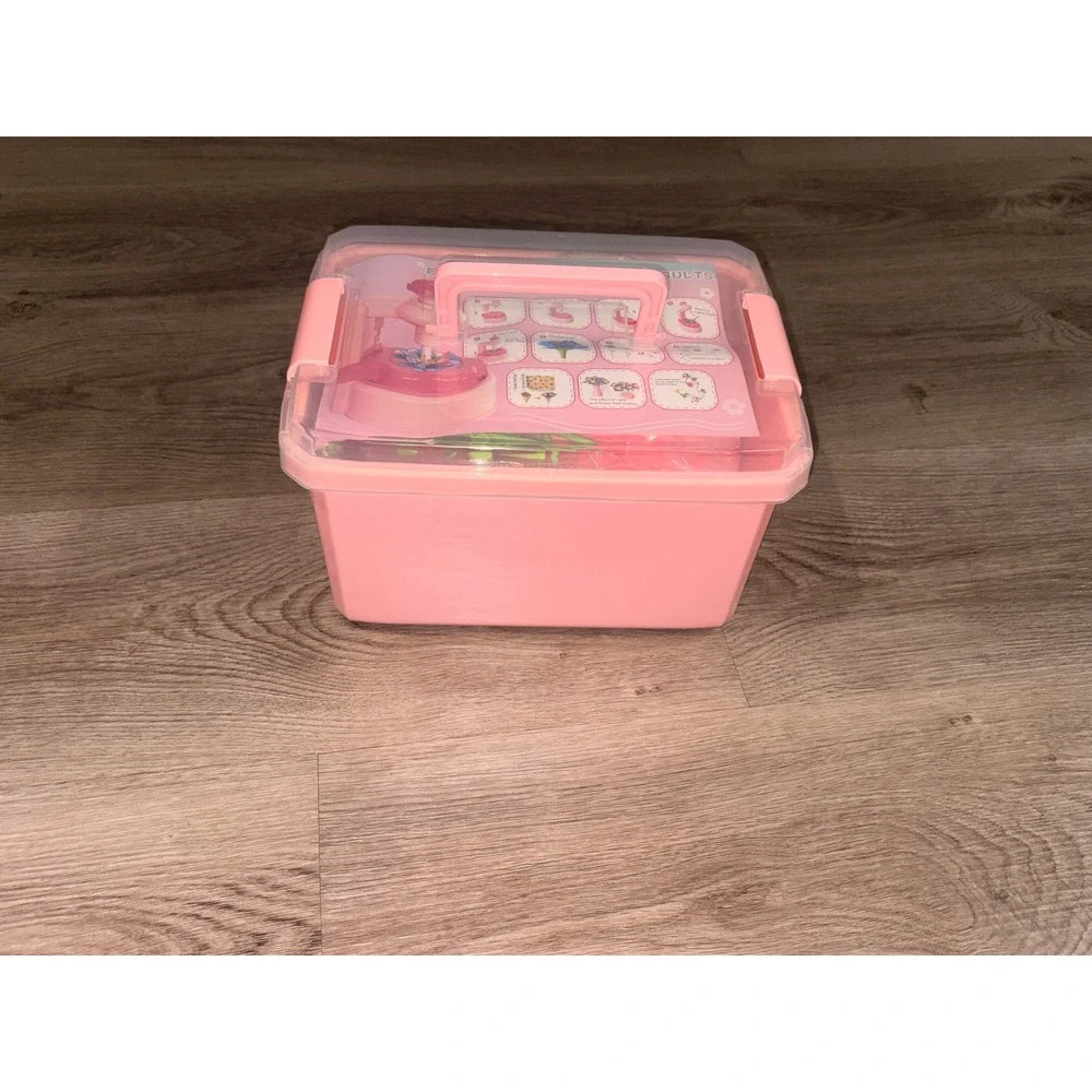 Kids DIY Flower Making Kit Pink Floral Craft Set with‎ Storage Case & Press Tool